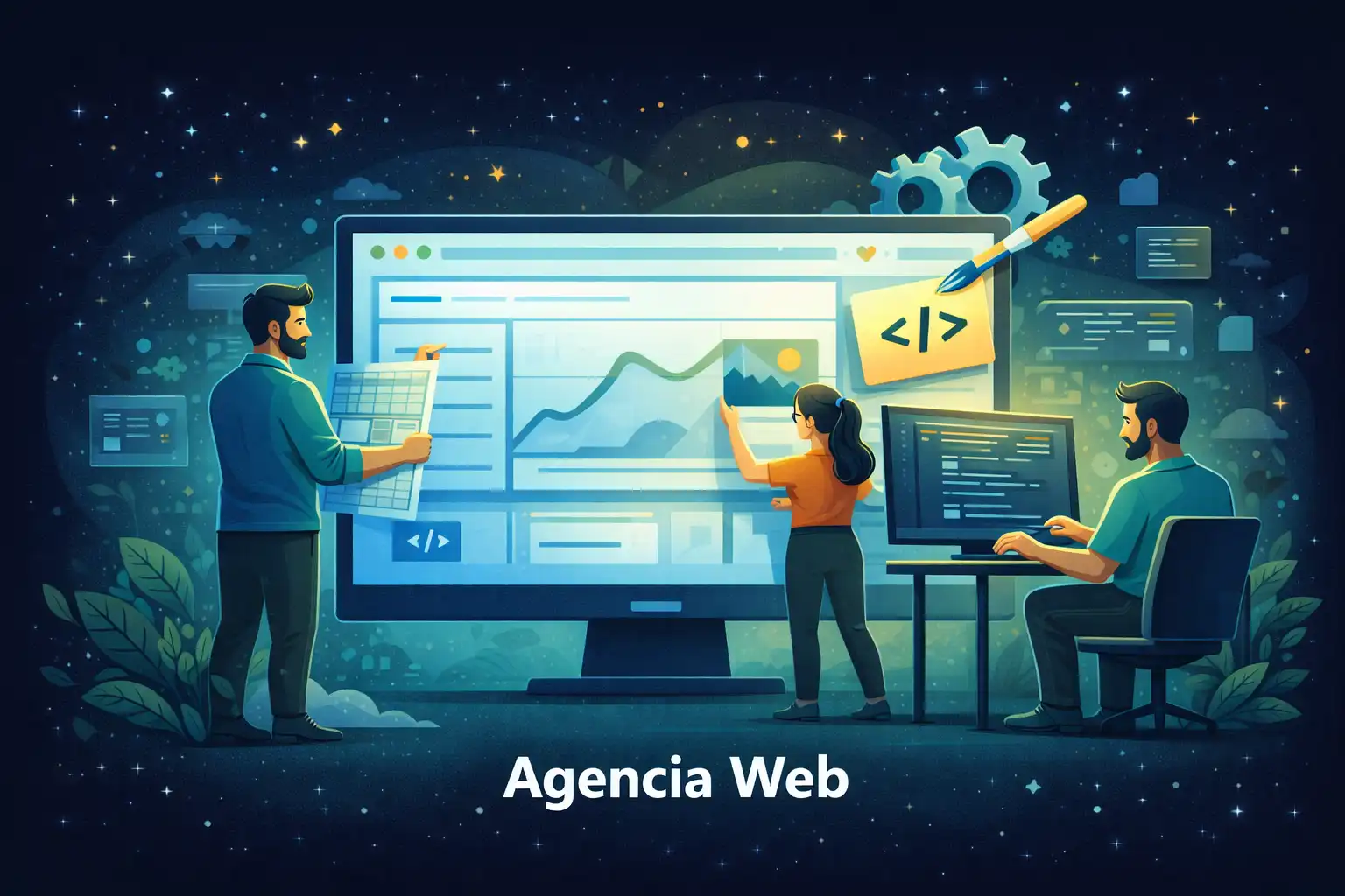 Ilustración de diseño web, analítica y optimización